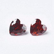 Cubic Zirconia Pointed Back Cabochons, Heart, Faceted, Dark Red, 5x5x3mm(ZIRC-WH0001-C12)