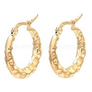 304 Stainless Steel Textured Hoop Earrings for Women, Real 18K Gold Plated, 23.5x3.5x22.5mm(EJEW-E291-07G)