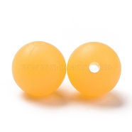 Luminous Silicone Beads, Chewing Beads For Teethers, DIY Nursing Necklaces Making, Round, Orange, 12x11.5mm, Hole: 2mm(SIL-A003-01H)