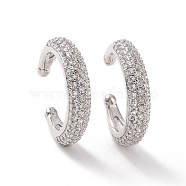 Clear Cubic Zirconia Cuff Earrings, Brass Non Piercing Jewelry for Women, Platinum, 16x18x3.5mm, Inner Diameter: 13mm(EJEW-G332-01P)