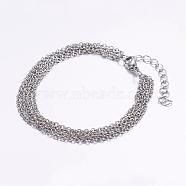 316 Surgical Stainless Steel Cable Chain Bracelets, Stainless Steel Color, 7-1/8 inch(180mm)(BJEW-JB03182)