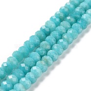 Natural Amazonite Beads Strands, Faceted, Rondelle, 8x5mm, Hole: 1mm, about 72pcs/strand, 15.47''(39.3cm)(G-H280-04)