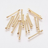 Brass Links Connectors, Long-Lasting Plated, Bar, Real 18K Gold Plated, 22x2x1mm, Hole: 1mm(X-KK-F739-10G)
