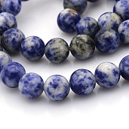 Natural Blue Spot Jasper Round Bead Strands, 8mm, Hole: 1mm, about 50pcs/strand, 15.7 inch(G-N0120-48-8mm)