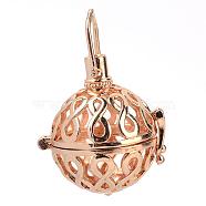 Rack Plating Brass Cage Pendants, For Chime Ball Pendant Necklaces Making, Hollow Round with Infinity, Light Gold, 29x26x21.5mm, Hole: 6x8mm, inner measure: 18mm(KK-S751-005KC)