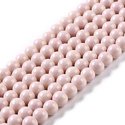 Painted Glass Beads Strands, Baking Paint, Round, Misty Rose, 4mm, Hole: 1.1~1.3mm, about 200pcs/strand, 31.4 inch(X-DGLA-S071-4mm-B12)