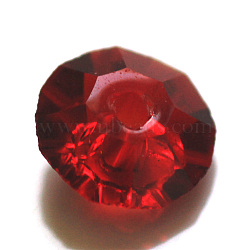 Imitation Austrian Crystal Beads, Grade AAA, Faceted, Flat Round, Dark Red, 6x3.5mm, Hole: 0.7~0.9mm(SWAR-F061-3x6mm-05)