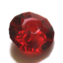 Imitation Austrian Crystal Beads, Grade AAA, K9 Glass, Faceted, Flat Round, Dark Red, 6x3.5mm, Hole: 0.7~0.9mm(SWAR-F061-3x6mm-05)