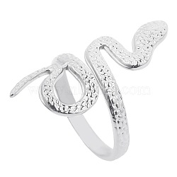 Non-Tarnish Snake Stainless Steel Open Cuff Ring for Women, Stainless Steel Color(FM9814-1)