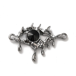 Alloy Connector Charms, Melting Eye Links with Glass, Lead Free & Cadmium Free, Gunmetal, Black, 21x30.5x4mm, Hole: 1.6mm(PALLOY-K001-095B-01)