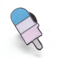 Alloy Safety Brooches, Enamel Pin, with Enamel and Iron Badge Lapel Pin Back Butterfly Clutches, Ice Cream, Gunmetal, Colorful, 22.5x10mm, Pin: 1mm(JEWB-TAC0001-13)