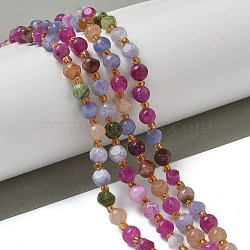 Natural Tourmaline Beads Strands, with Seed Beads, Faceted, Dice, 6x6mm, Hole: 1mm, about 47~52pcs/strand, 15.35''~15.75''(39~40cm)(G-K387-A11-01)