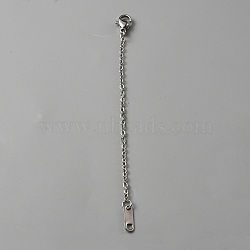 304 Staimless Steel Cable Chain Extender, End Chains with Lobster Claw Clasps and Chain Tabs, Stainless Steel Color, 100x2mm(STAS-WH0001-14B-P)