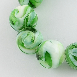 Handmade Lampwork Beads, Round, Lime Green, 14mm, Hole: 1~2mm(X-LAMP-R111-02)