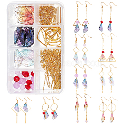 DIY Earring Making Kit, Including Glass Beads, Brass Earring Hooks, Eye Pins, Flat Head Pins & Jump Rings, Transparent Resin Pendants, Brass Linking Rings, 304 Stainless Steel Pendants, Mixed Color, 24.5x11.5x2mm, Hole: 1mm(DIY-SC0017-93)