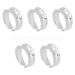 5Pcs Brass Wave Open Cuff Ring for Women, Platinum, US Size 5 1/4(15.9mm)(RJEW-UN0002-33P)