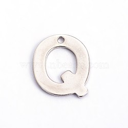 Non-Tarnish 304 Stainless Steel Letter Charms, Letter.Q, 11x9.5x0.8mm, Hole: 1mm(X-STAS-O072-Q)