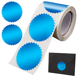 Paper Self-Adhesive Serrated Edge Awards Blank Stickers, for Embosser Stamp Sealing Blank Certificate Stickers, Blue, 50x50mm, about 250pcs/roll(DIY-WH0504-151D)