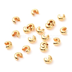 Brass Crimp Beads Covers, Real 18K Gold Plated, 3.5x4x2mm, Hole: 1.2mm(X-KK-F824-036A-G)