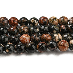 Natural Red Snowflake Obsidian Round Beads Strands, 4mm, Hole: 0.7mm, about 82~90pcs/strand, 15.55''~15.94''(39.5~40.5cm)(G-P503-4MM-06)