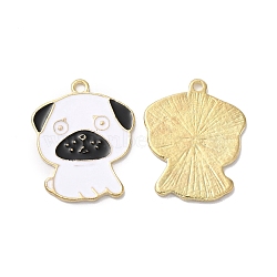 Alloy Enamel Pendants, Golden, Dog Charm, White, 24x19x1.2mm, Hole: 1.6mm(ENAM-D046-28G)