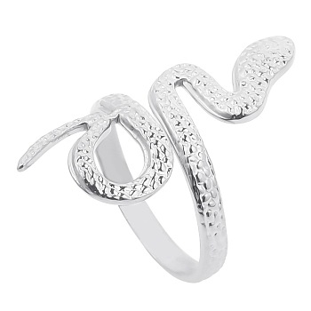 Non-Tarnish Snake Stainless Steel Open Cuff Ring for Women, Stainless Steel Color