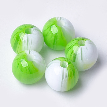 Resin Beads, Round, Lime, 12x11.5mm, Hole: 2.5mm
