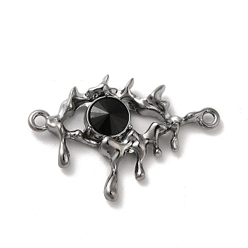 Alloy Connector Charms, Melting Eye Links with Glass, Lead Free & Cadmium Free, Gunmetal, Black, 21x30.5x4mm, Hole: 1.6mm
