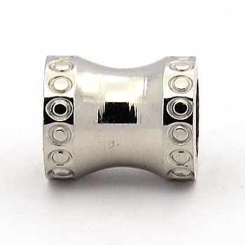 Stainless Steel Beads, Large Hole Column Beads, Stainless Steel Color, 12x10mm, Hole: 6mm