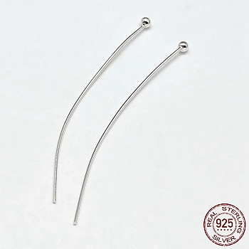 925 Sterling Silver Ball Head Pins, Silver, 30x0.5mm(24 Gauge), Ball: 1.8mm, about 181pcs/20g