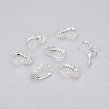 Brass Leverback Earring Findings, Silver Color Plated, Size: about 11mm wide, 16mm long, tray: about 6mm in diameter