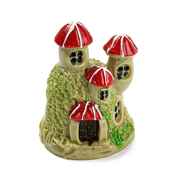 Resin Miniature Mini Mushroom House, Home Micro Landscape Decorations, for Fairy Garden Dollhouse Accessories Pretending Prop Decorations, Light Goldenrod Yellow, 25x34mm