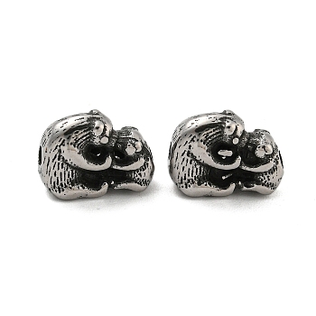 Animal 304 Stainless Steel Beads, Antique Silver, Bear, 12x9x5.5mm, Hole: 1.8mm
