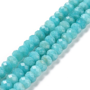 Natural Amazonite Beads Strands, Faceted, Rondelle, 8x5mm, Hole: 1mm, about 72pcs/strand, 15.47''(39.3cm)