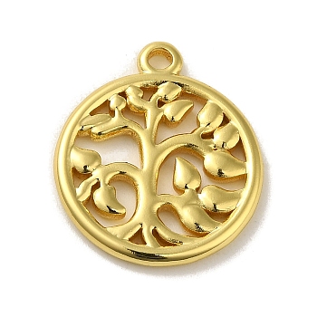 304 Stainless Steel Pendants, Tree of Life Charm, Real 18K Gold Plated, 23.5x20.5x2mm, Hole: 2mm