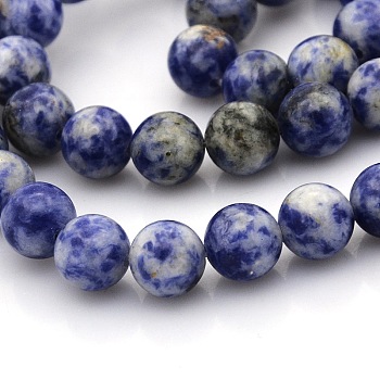 Natural Blue Spot Jasper Round Bead Strands, 8mm, Hole: 1mm, about 50pcs/strand, 15.7 inch