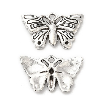 Tibetan Style Alloy Pendant Rhinestone Settings, Butterfly, Antique Silver, Fit for 1mm Rhinestone, 13.5x21.5x2.2mm, Hole: 1.5mm