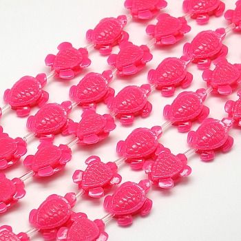 Synthetic Coral Beads Strands, Dyed, Tortoise, Deep Pink, 20x16x8mm, Hole: 1mm, about 20pcs/strand, 14 inch