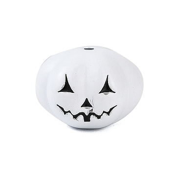 Halloween Theme Spray Painted Alloy Beads, Lead Free & Cadmium Free, Pumpkin, White, 12x12x9.5mm, Hole: 1.2mm