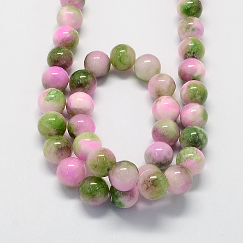 Natural Dyed White Jade Gemstone Bead Strands, Round, Sea Green, 12mm, Hole: 1.5mm, about 33pcs/strand, 15.7 inch