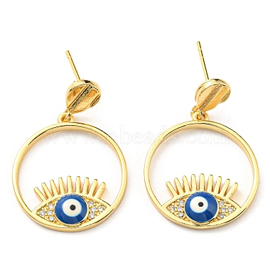 Blue Evil Eye Brass+Cubic Zirconia Stud Earrings