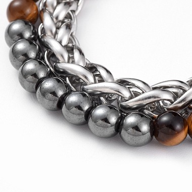 Unisex Stretch Bracelet and Chain Bracelet Jewelry Sets(BJEW-JB04780)-4