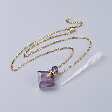 Natural Fluorite Perfume Bottle Pendant Necklaces(NJEW-F266-03)-3