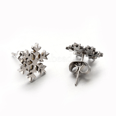 Snowflake 304 Stainless Steel Stud Earrings