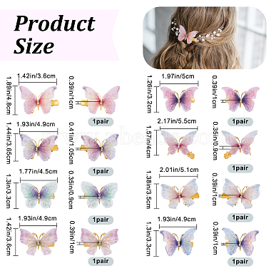 CRASPIRE 8Pcs 8 Style Double Layers Tulle Butterfly Alligator Hair Clips(PHAR-CP0001-06)-2