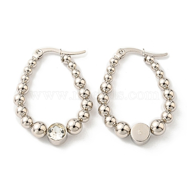 304 Stainless Steel Teardrop Hoop Earrings with Rhinestone(EJEW-F319-04P)-2