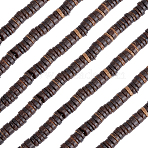 6 Strands Dyed Natural Coconut Disc Bead Strands, Coffee, 9x2~6mm, Hole: 3mm, about 108pcs/strand, 15.7 inch(COCB-SC0001-02A)
