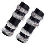 Viking PU Leather Cord Bracelets, with Waxed Cord, Alloy Clasp, Artificial Wool, Cuff Wrist Guard, Black, 8-1/2x9-3/8x1/4 inch(21.6x23.8x0.55cm)(AJEW-WH0596-737)