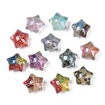 Transaprent Resin Beads, Glitter Powder Beads, Star, Mixed Color, 20.5x21.5x15.5mm, Hole: 2mm(RESI-C070-07)