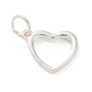 925 Sterling Silver Heart Charms, with Jump Rings, Silver, 9x11.5x1.5mm, Hole: 3mm(STER-G045-01S-03)